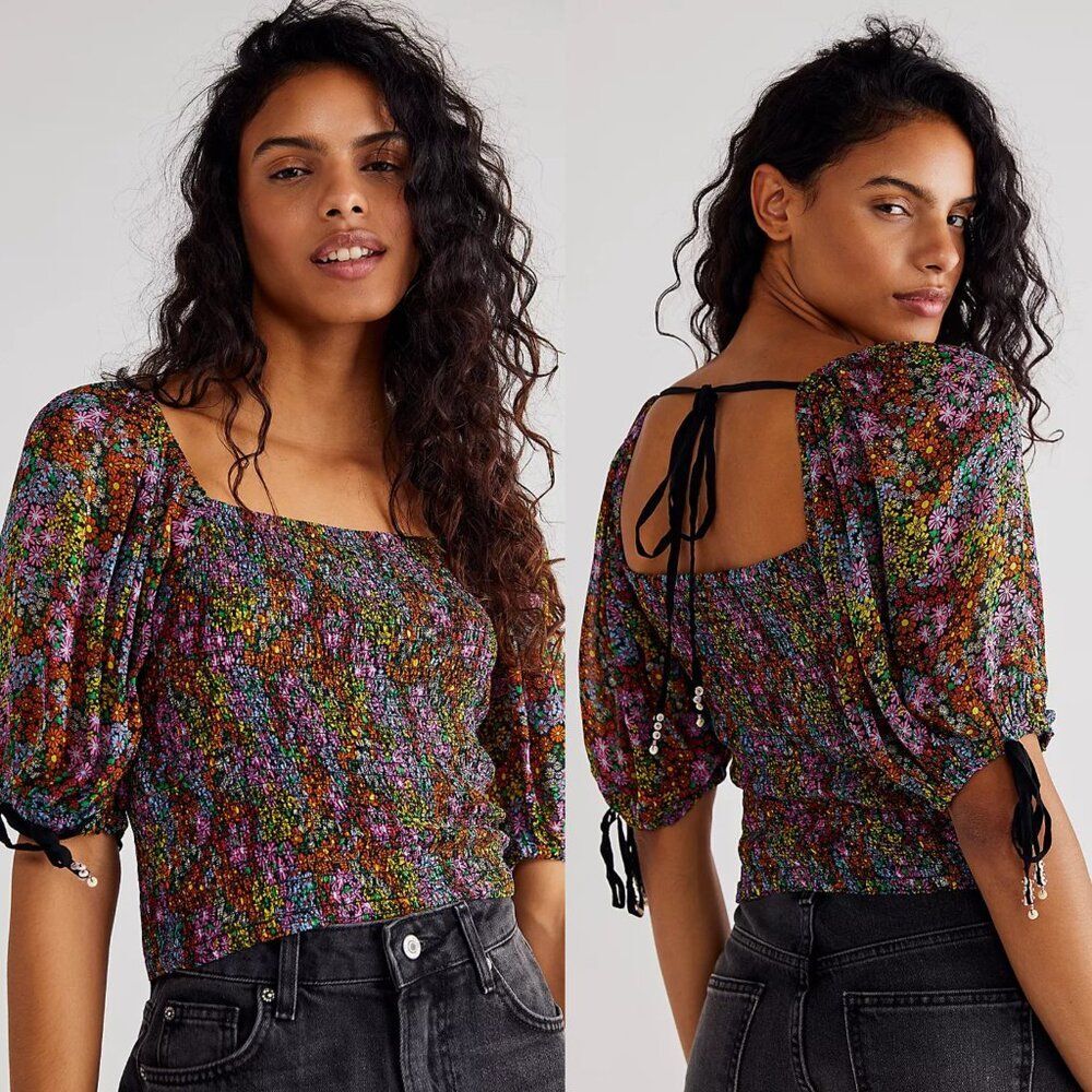 Free People Haut Back On Top in Black Combo Size XS NWOT $108
